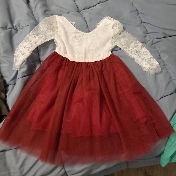 burgundy lace flower girl dress